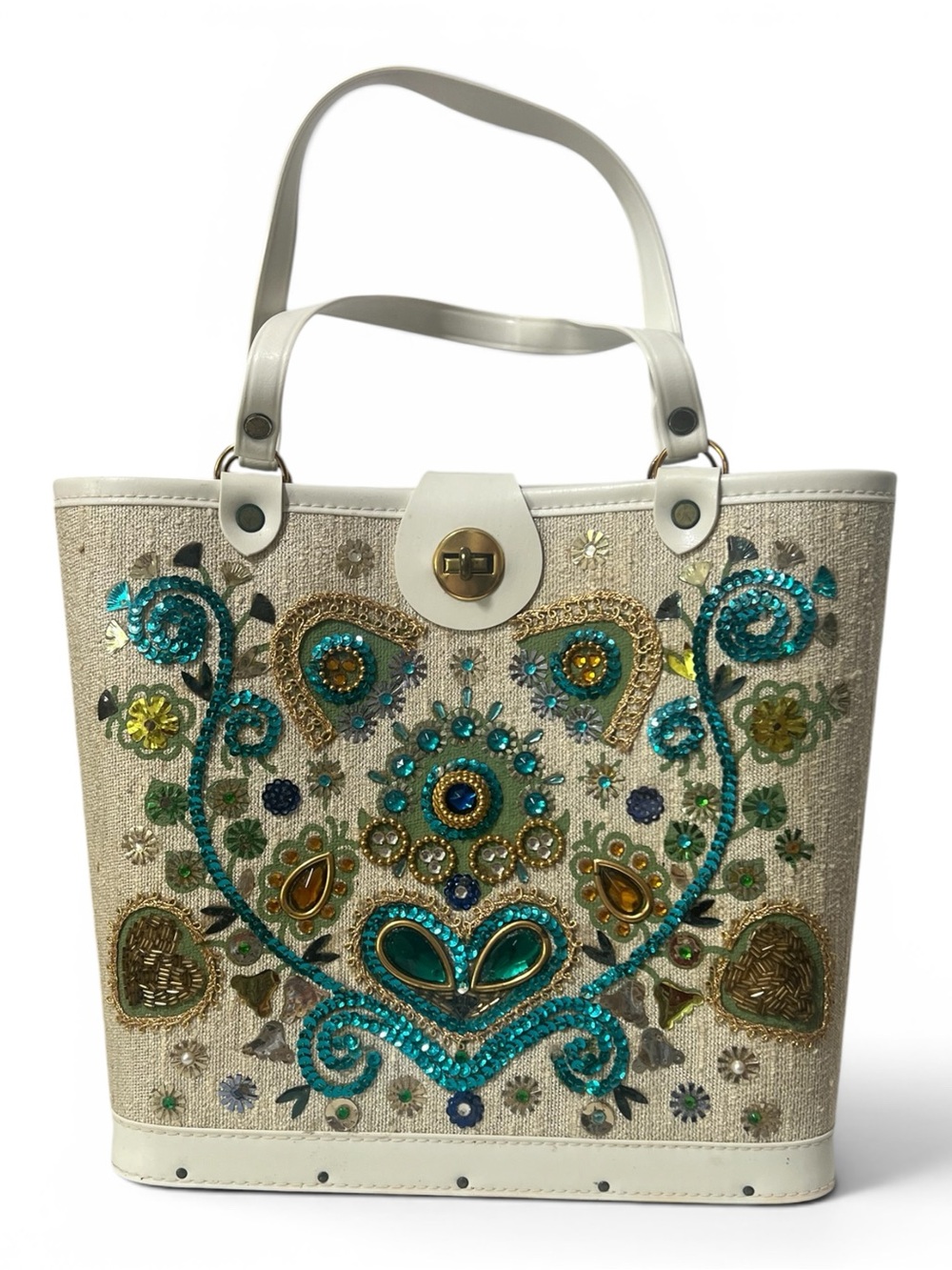 1960s Jeweled Handbag, Enid Collin’s Style bag, Retro Rhinestone Handbags